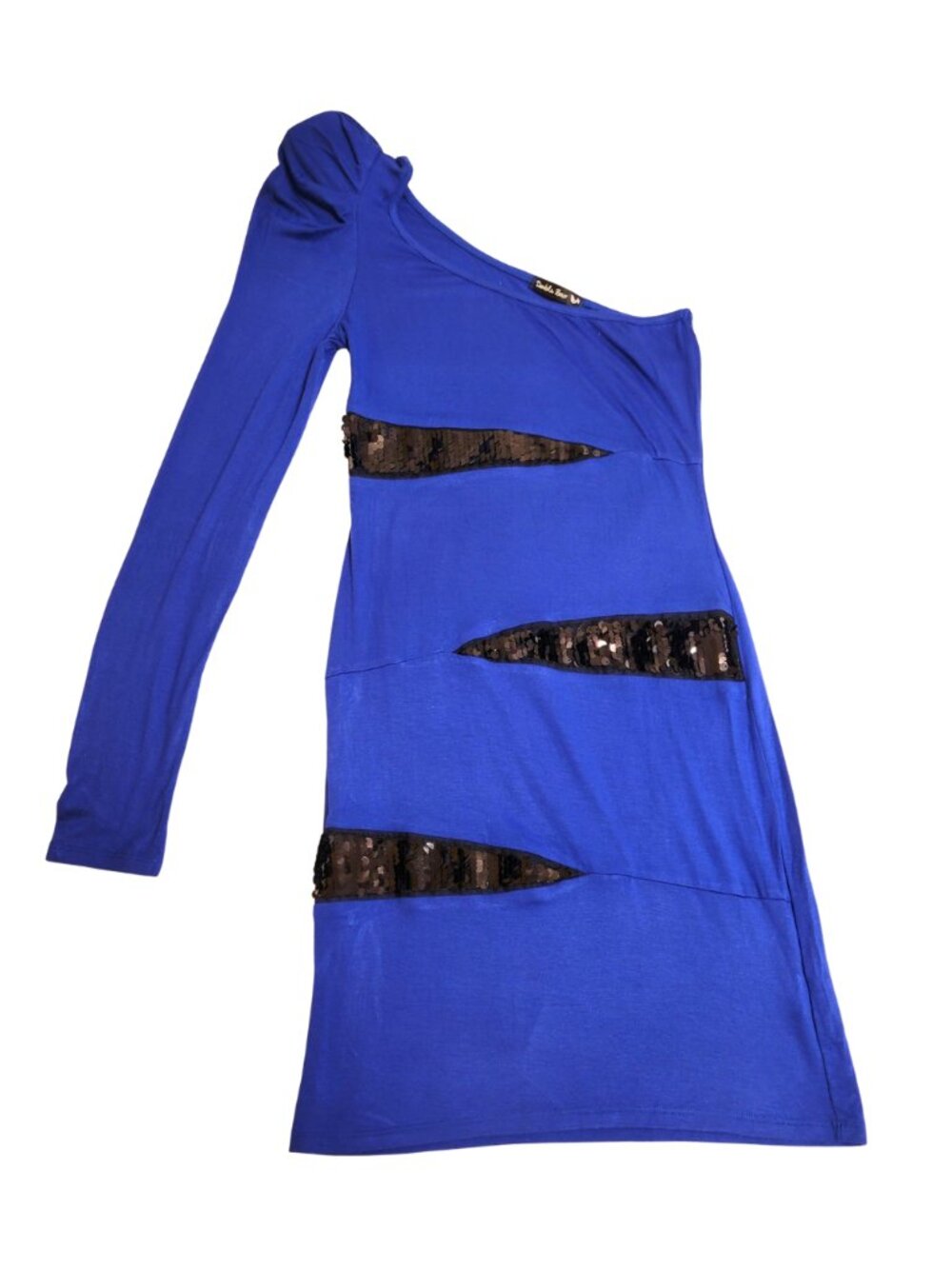 One-Shoulder Sequin Cut-Out Bodycon Mini Dress - Vibrant royal blue | Medium